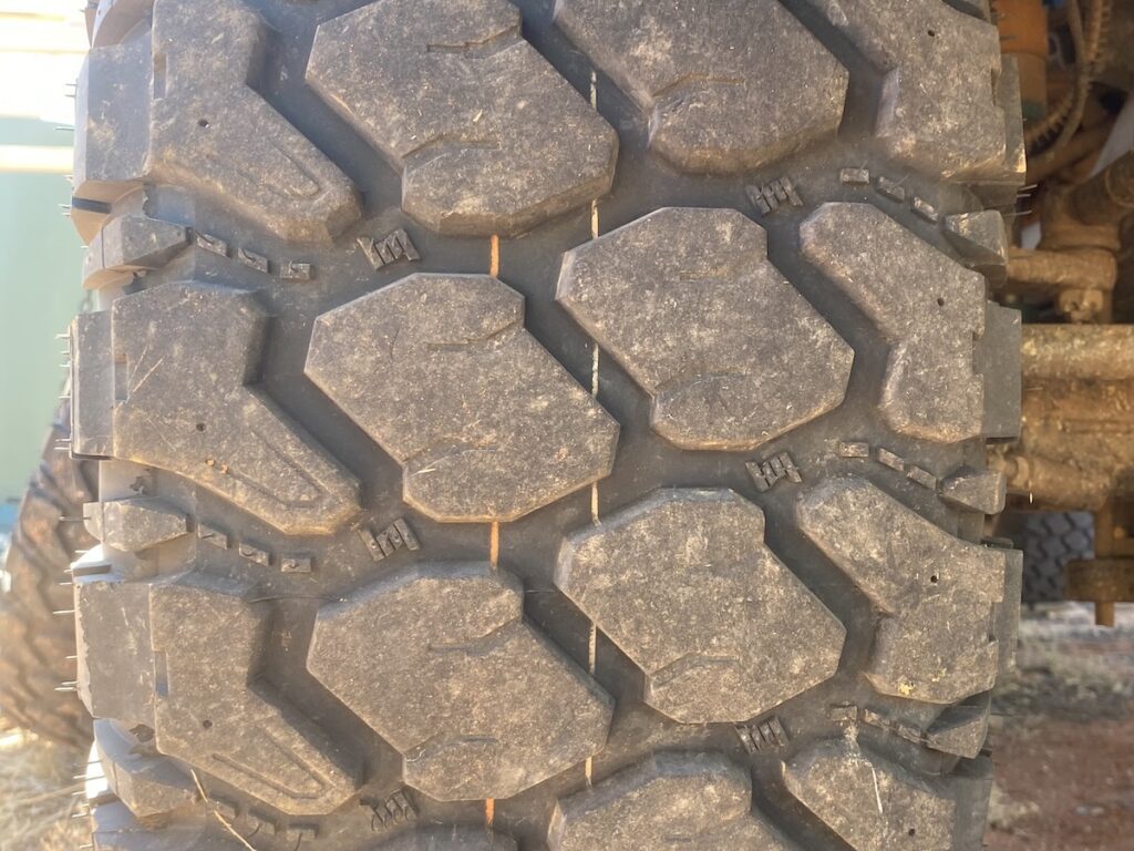 Founders front right tyre showing wear after 10,000km.