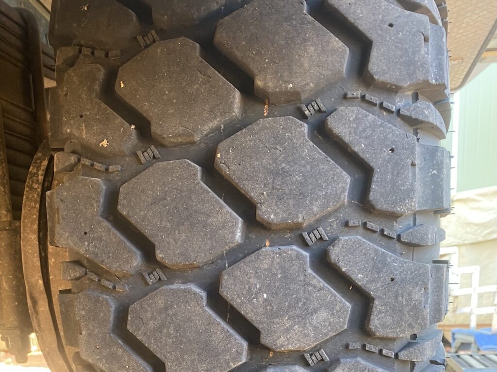 Founders rear left tyre showing wear after 20,000km.