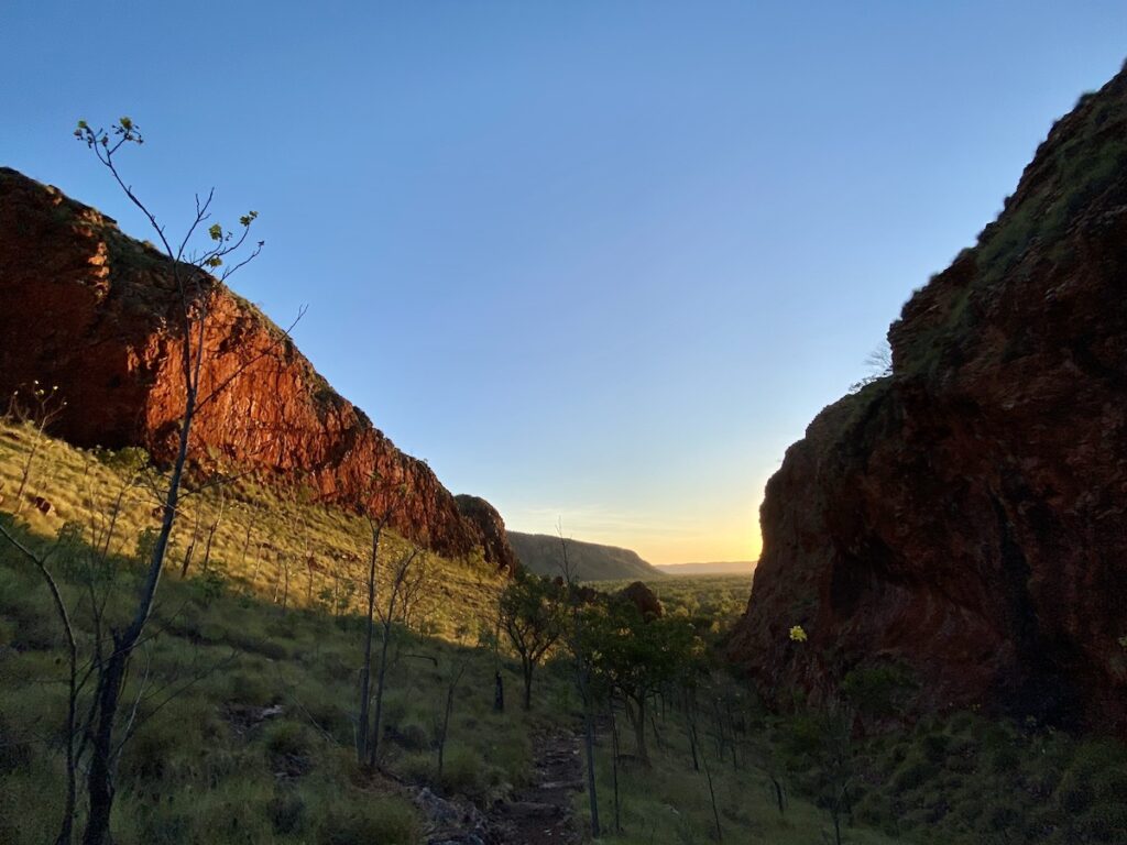 Sunrise on a sandstone cliff, Keep River National Park.