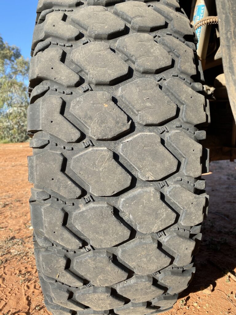 Wear of front left Founders tyre after 25,000km.