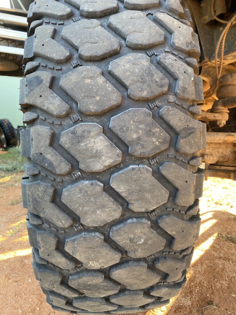 Wear of front right Founders tyre after 25,000km.